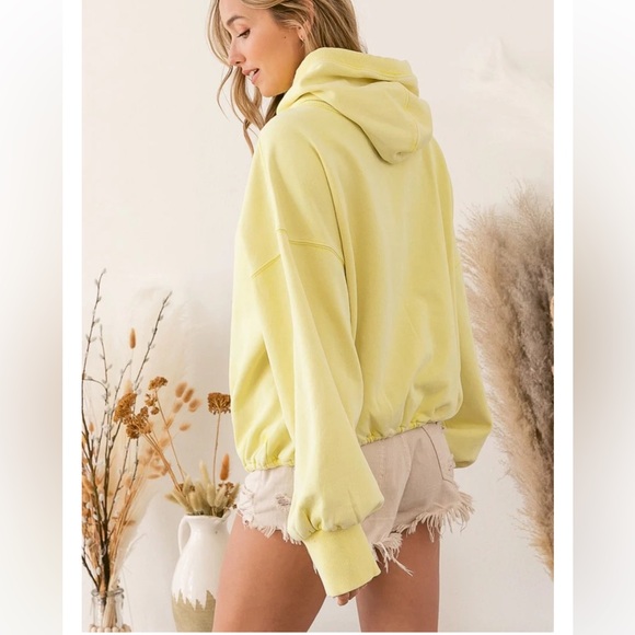 Yellow Oversized Half Zip Women's Hoodie size medium - Picture 2 of 4